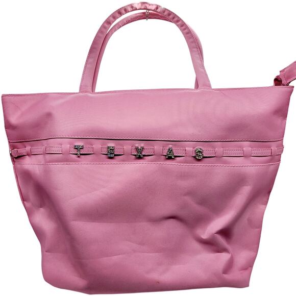 TEXAS Bubble Gum Pink Rhinestone Nylon Double Handle Satchel Tote Bag Unbranded - Picture 1 of 12